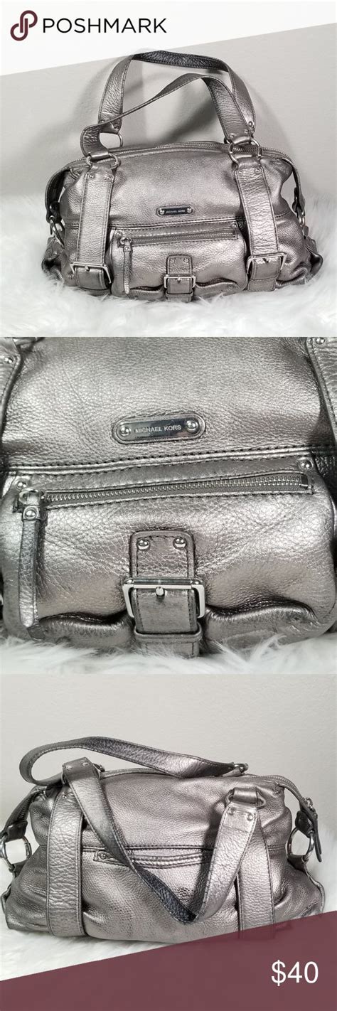 michael kors gunmetal handbag|Michael Kors silver metallic wallet.